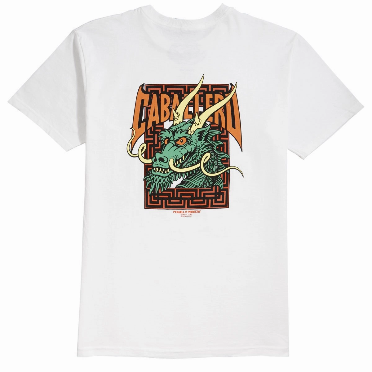 Reinforced Hemline Polka Dot Pattern Powell-Peralta Cab Street Dragon T-Shirt - White