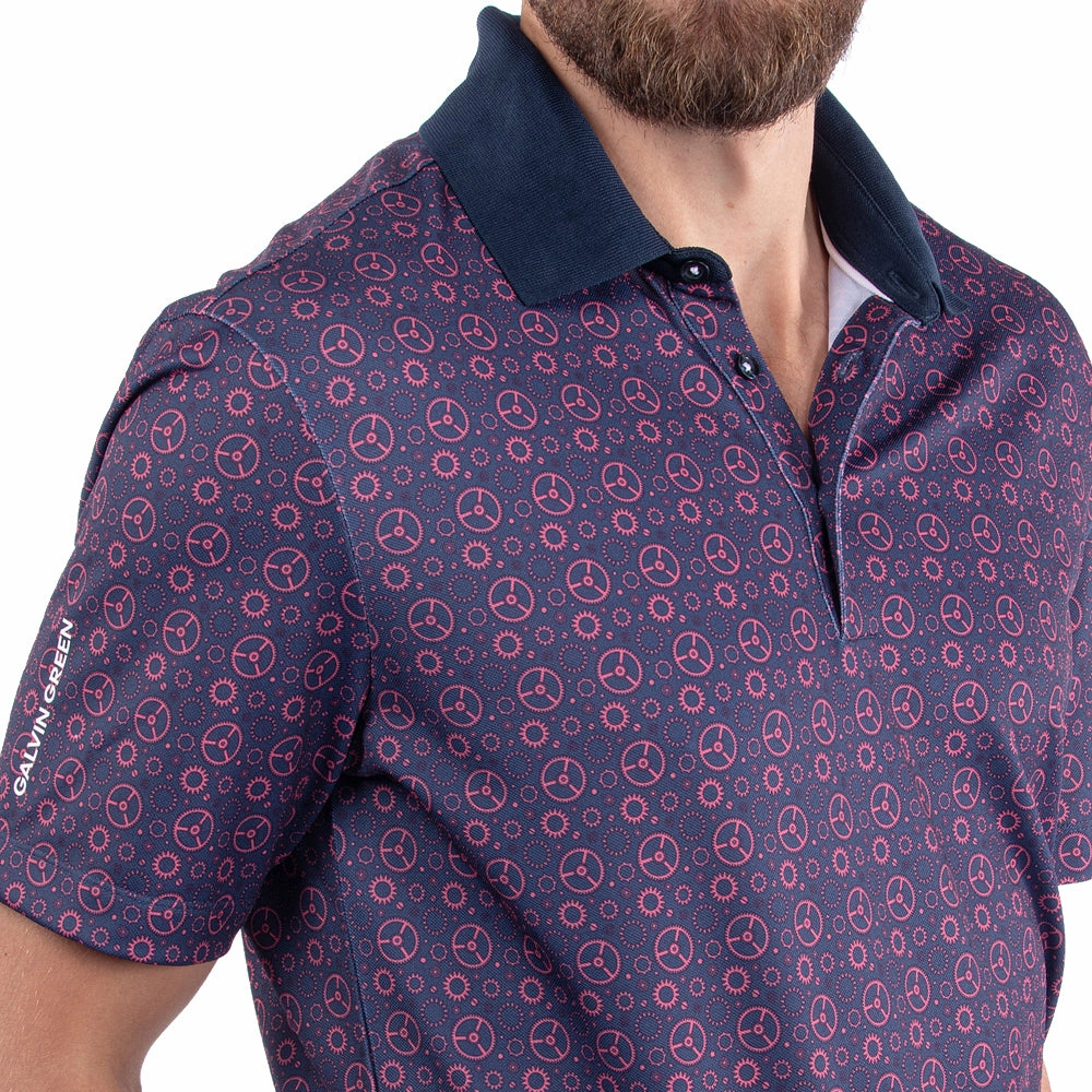 Galvin Green Miracle Polo Shirt - Camelia Rose/Navy Relaxed Torso Fit