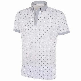Galvin Green Marlow Ventil8  Polo Shirt - White/Cool Grey Stretchable Knit Longline Hemline