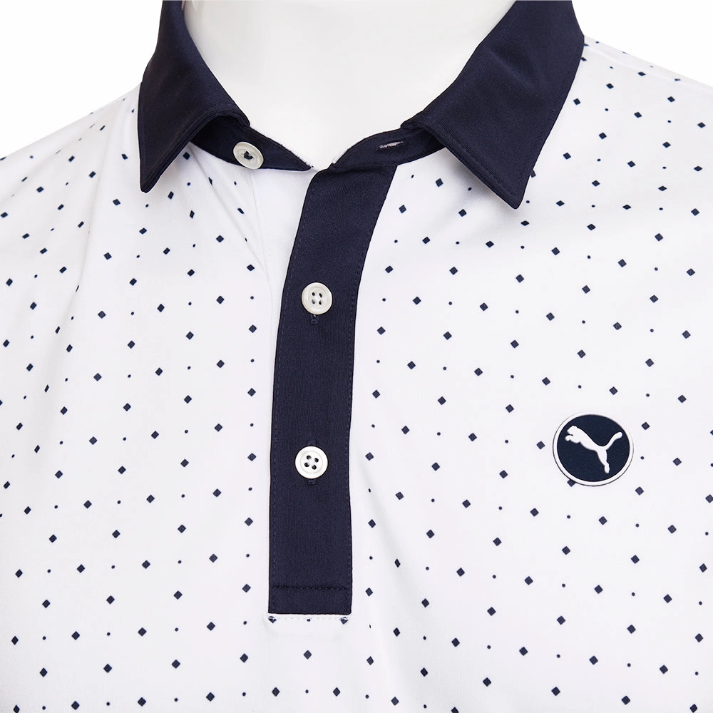 Puma Pure Geo Polo Shirt - White Glow/Deep Navy Stylish Everyday Wear