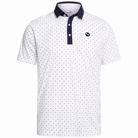 Puma Pure Geo Polo Shirt - White Glow/Deep Navy Light Comfort Style