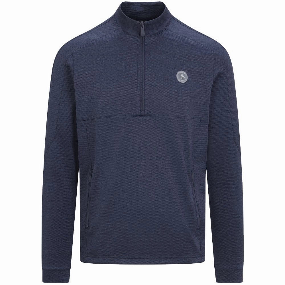 product fleece lining warmth product eco friendly conscience Original Penguin Pieced Midweight 1/4 Zip Pullover - Black Iris Heather