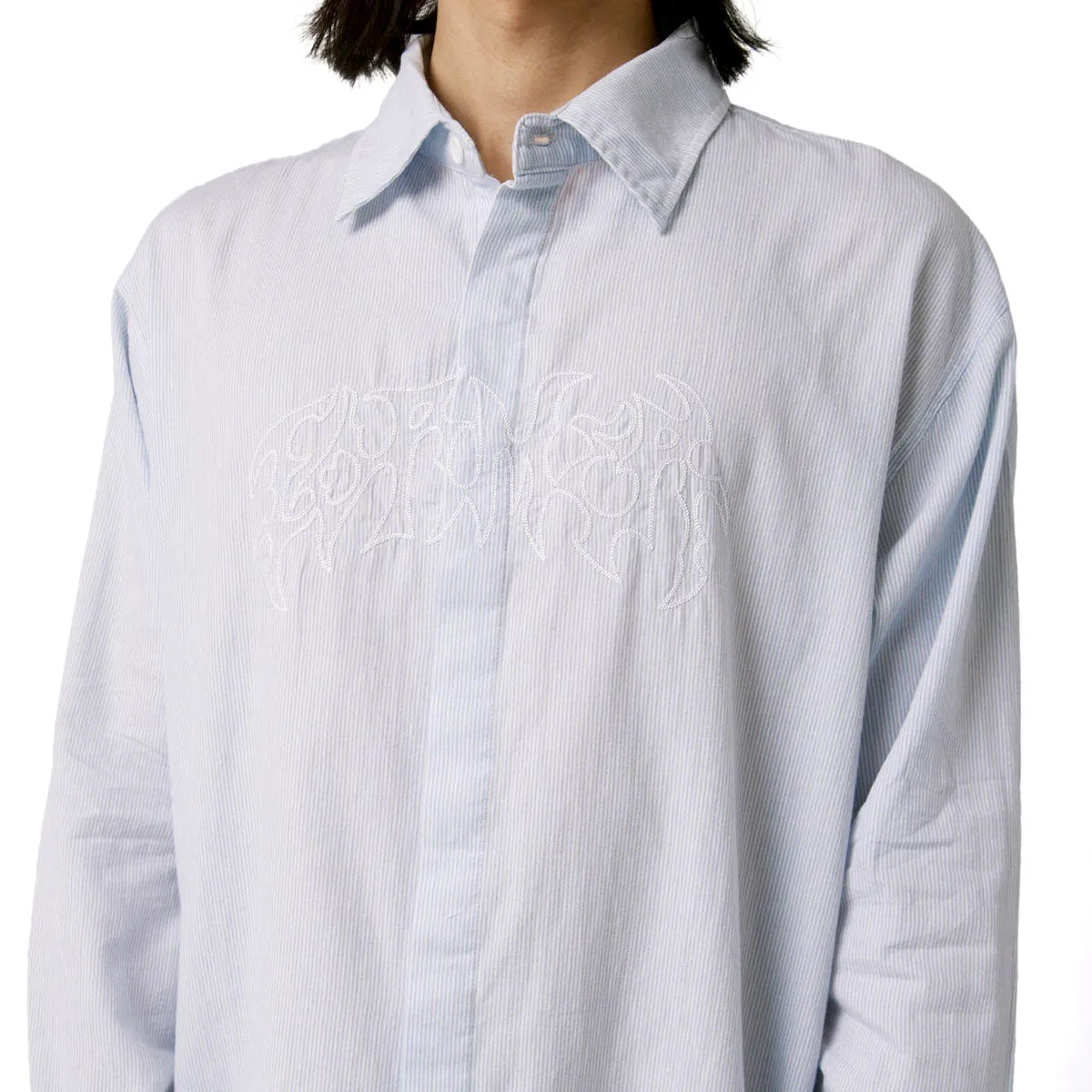 Workwear Style Former Puncture Long Sleeve Shirt - White
