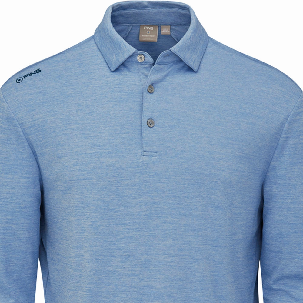 Simple Yet Cozy Ping Emmett Long Sleeve Polo Shirt - Stone Blue Marl