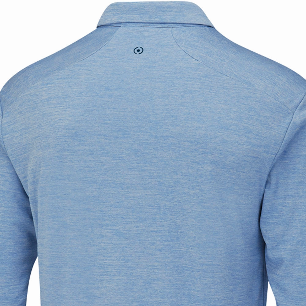 Yoga flexibility Casual Layer Wear Ping Emmett Long Sleeve Polo Shirt - Stone Blue Marl