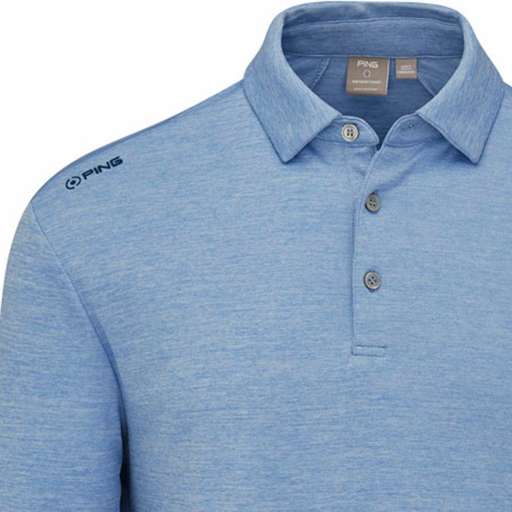 Ping Emmett Long Sleeve Polo Shirt - Stone Blue Marl Versatile Comfort Pullover