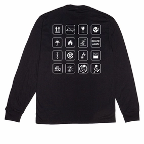 Skate Jawn Shipping Long Sleeve T-Shirt - Black DropShoulderDesign
