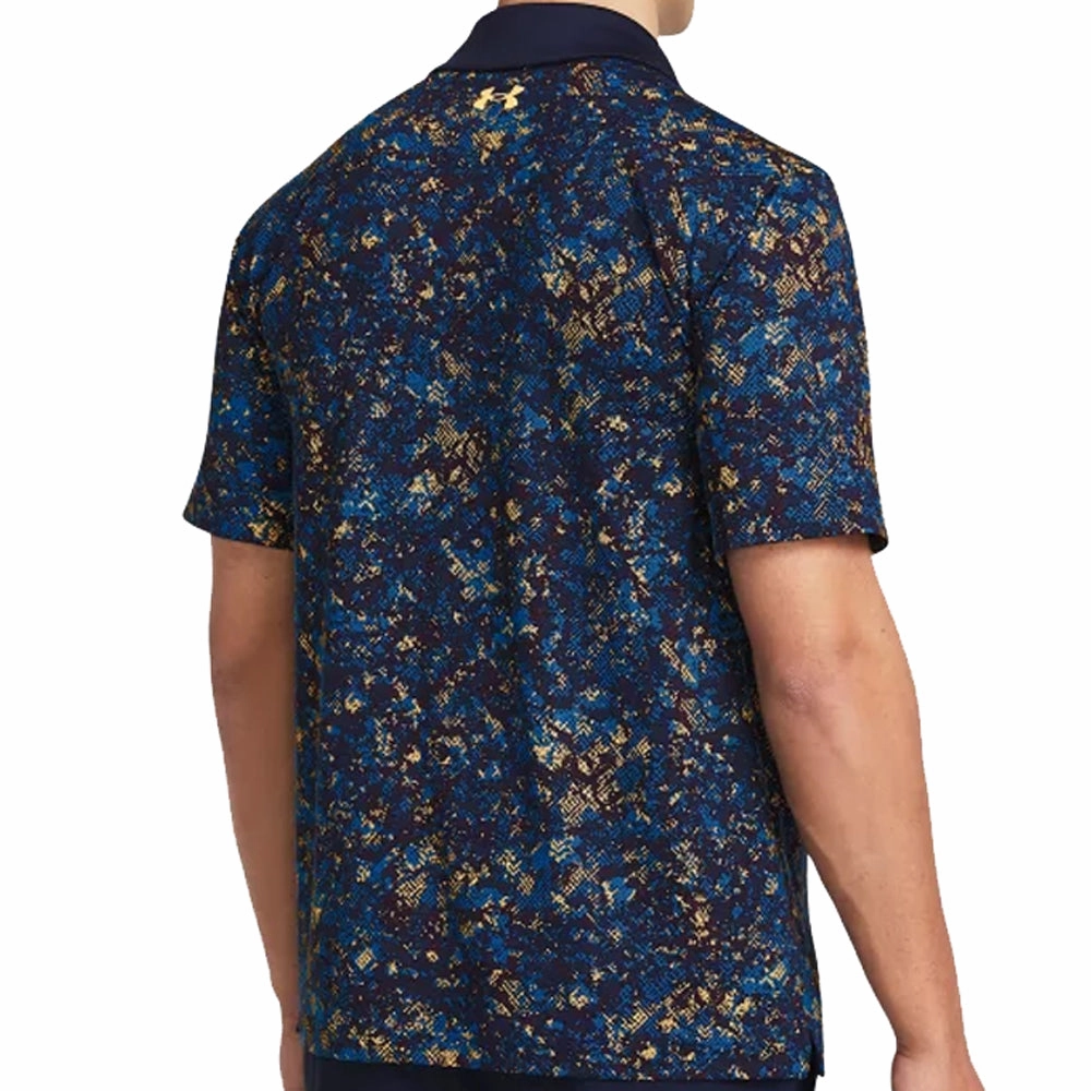 Sporty Look Under Armour T2G Printed Polo Shirt - Midnight Navy/Photon Blue/Nova Orange