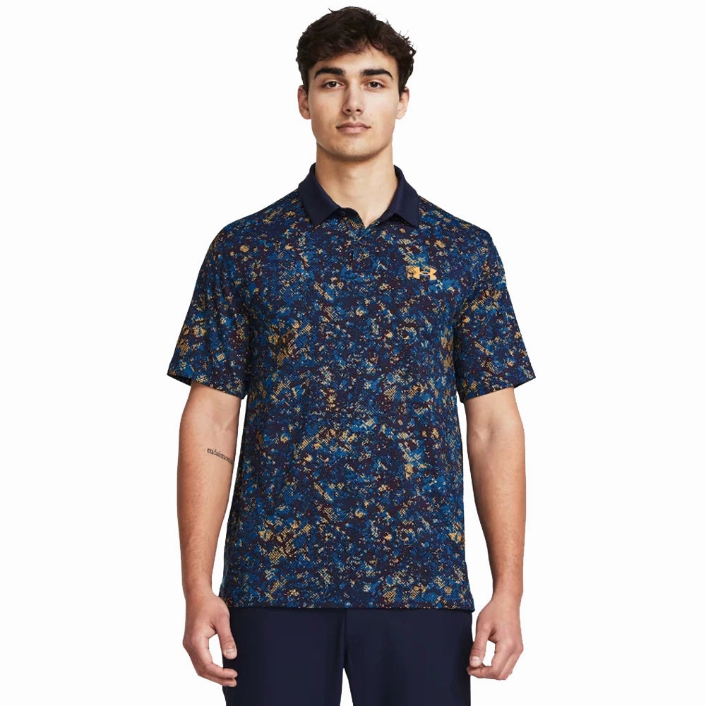 Under Armour T2G Printed Polo Shirt - Midnight Navy/Photon Blue/Nova Orange Soft and Stylish