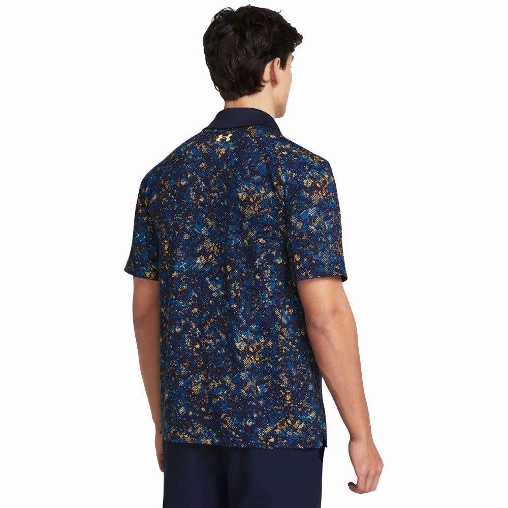 Leisure Casual Stylish Wear Under Armour T2G Printed Polo Shirt - Midnight Navy/Photon Blue/Nova Orange