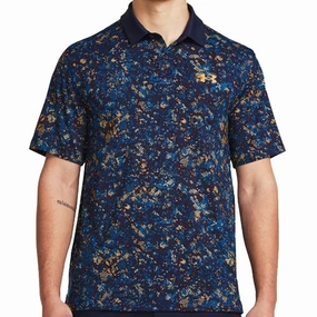 Feminine Fit Non Irritating Tags Under Armour T2G Printed Polo Shirt - Midnight Navy/Photon Blue/Nova Orange