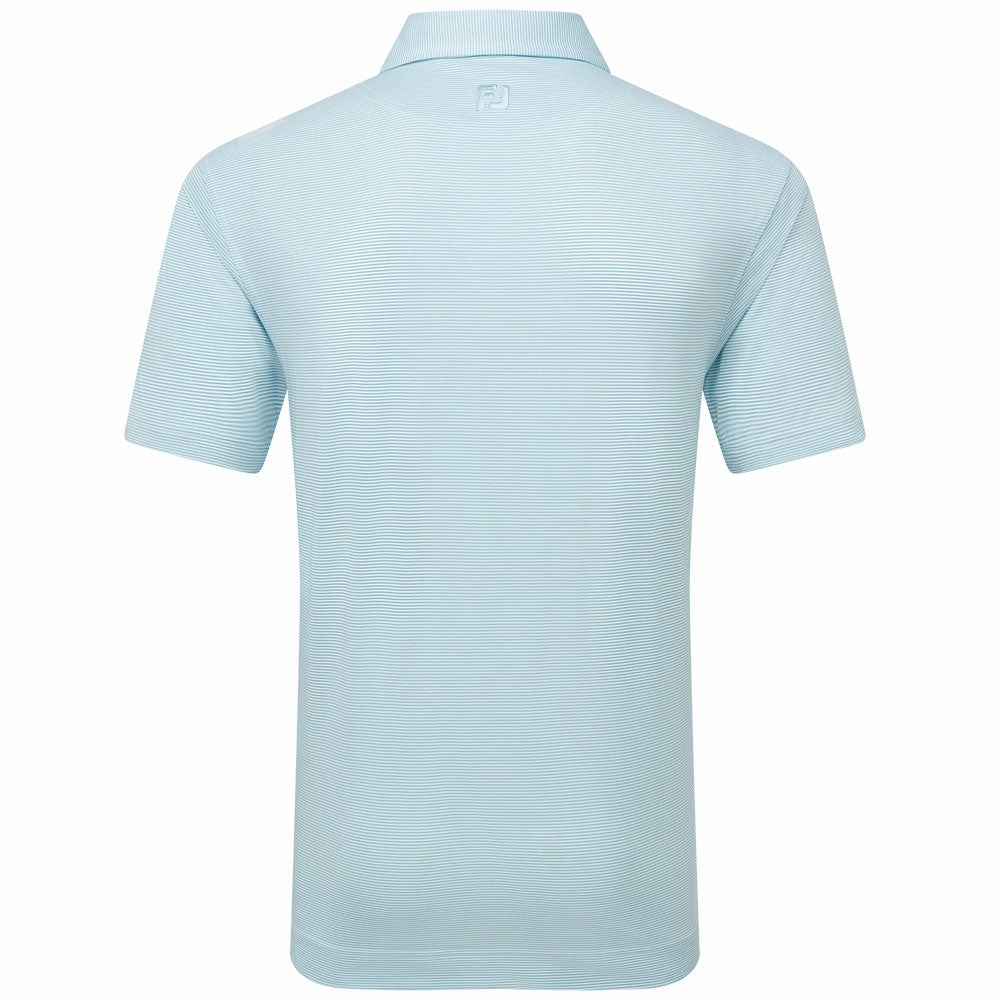 FootJoy Micro Feeder Stripe Lisle Polo Shirt - Light Blue/White Comfy Design