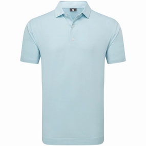 FootJoy Micro Feeder Stripe Lisle Polo Shirt - Light Blue/White Fade Resistant Dye AllDay Comfort