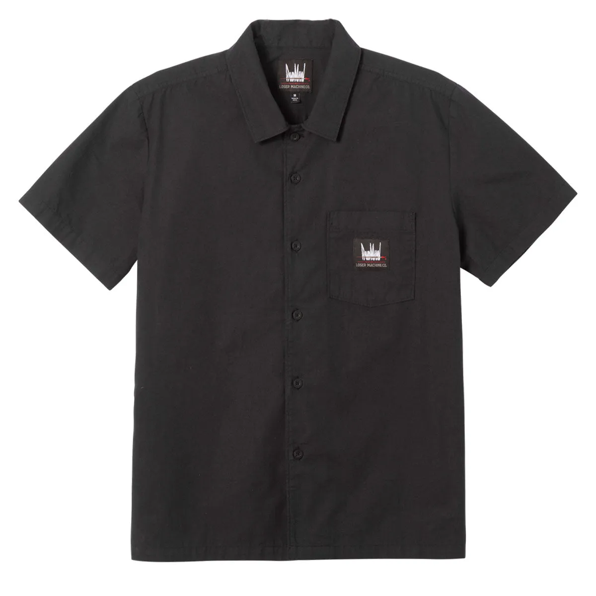 Non Restrictive Armhole Checkered Look Loser Machine David Mann Work Shirt - Black