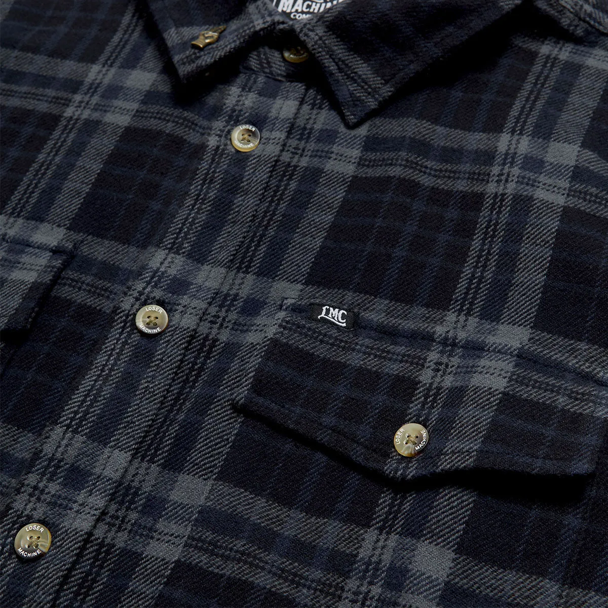 Contemporary Style Date night Loser Machine Step Up Flannel Shirt - Black/Navy