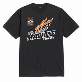 Loser Machine Four Stroke T-Shirt - Black Organic Cotton Blend Quick-Dry Fabric