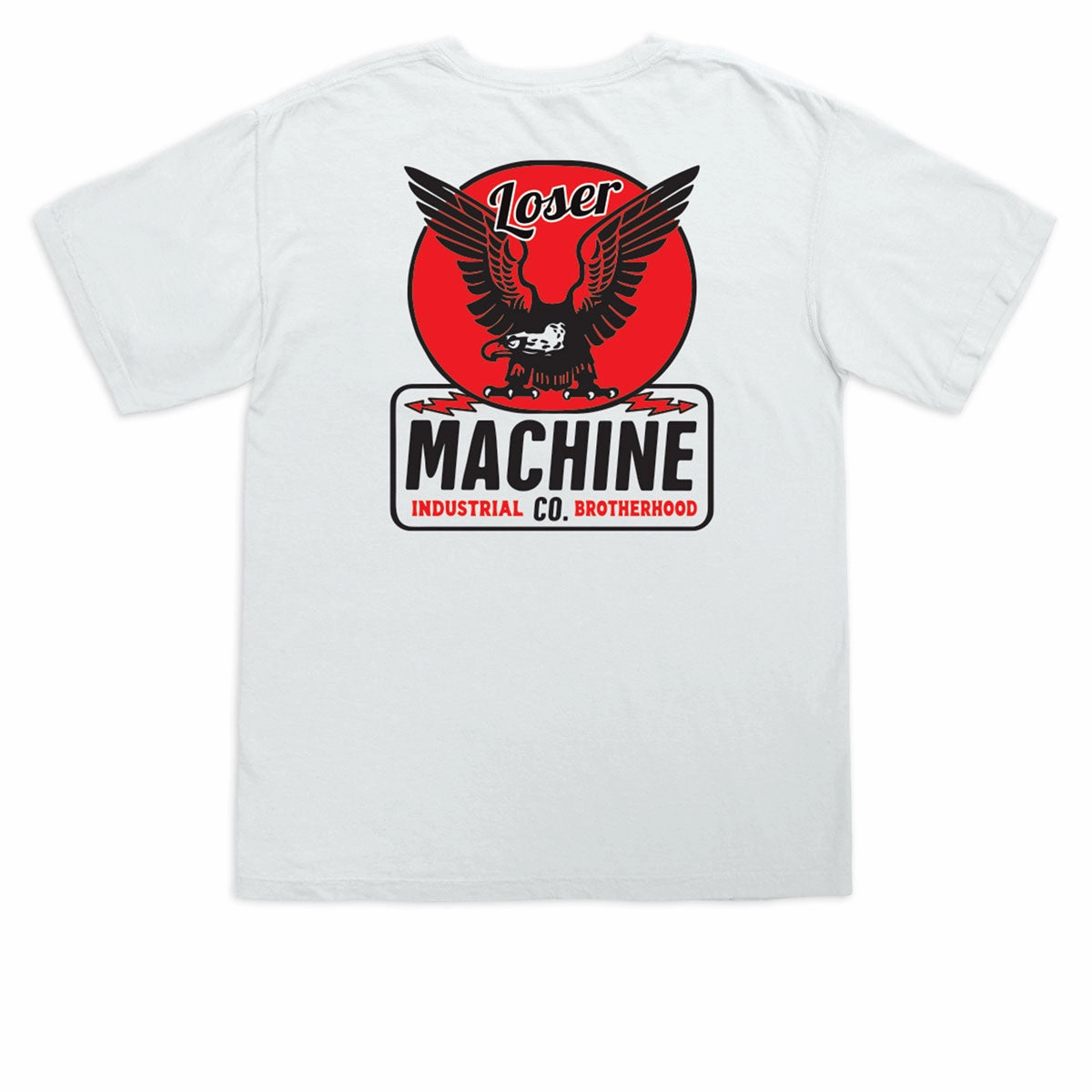 Timeless Style Sporty Comfort Loser Machine Powerband Pocket T-Shirt - White