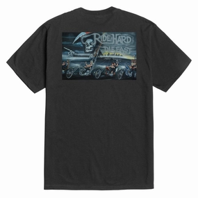Loser Machine Ride Hard T-Shirt - Black Recycled Polyester Thread Sporty Layer Look