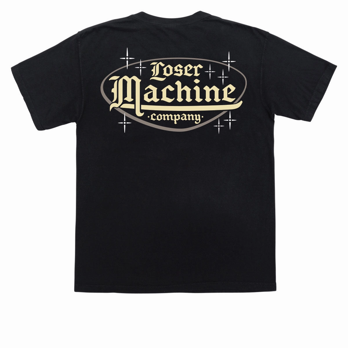 Loser Machine Smoking Lounge Pocket T-Shirt - Black Smooth Flatlock Stitching Round neck simplicity