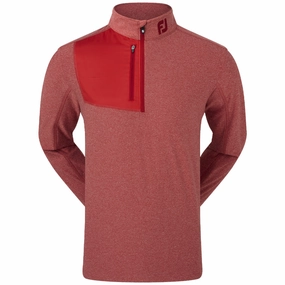 FootJoy Heather Chill-Out XP 1/2 Zip Pullover - Heather Tonal Red stain resistant coating