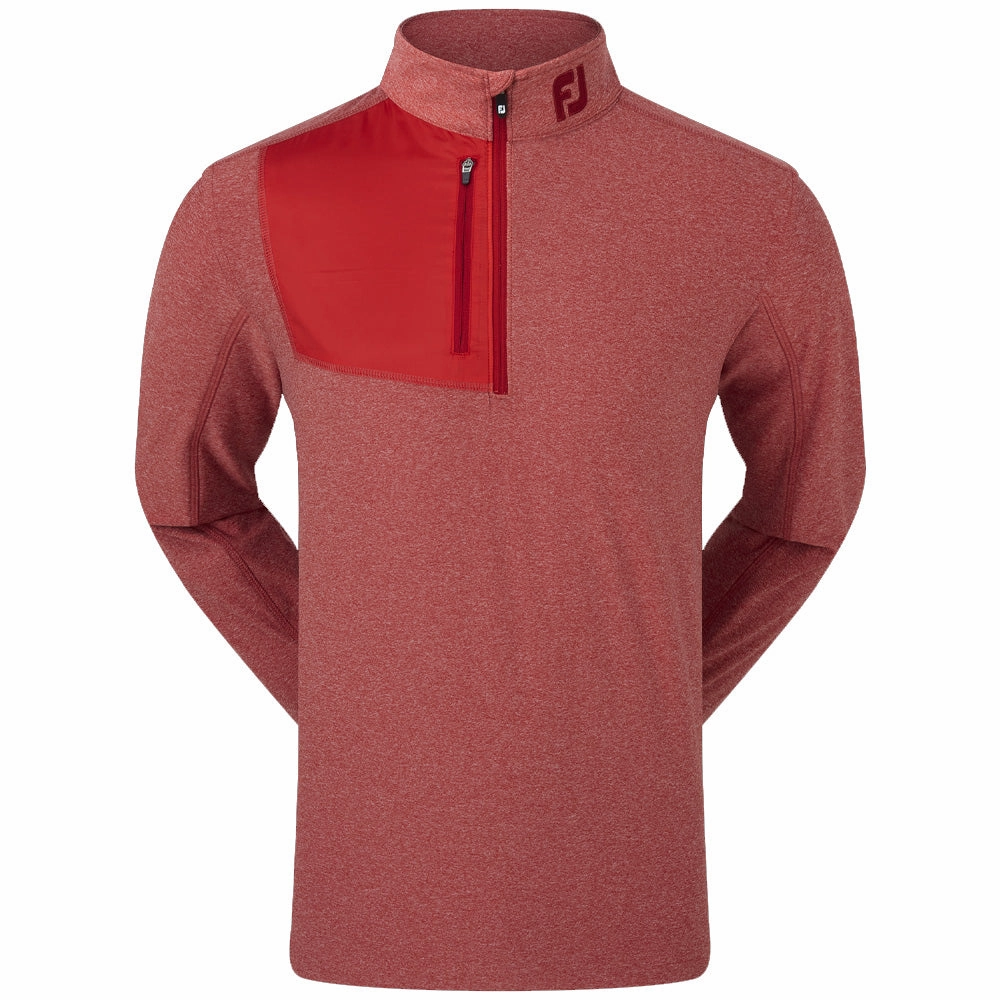 FootJoy Heather Chill-Out XP 1/2 Zip Pullover - Heather Tonal Red stain resistant coating