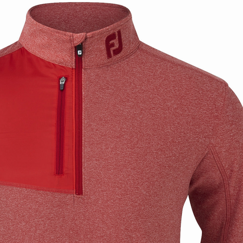FootJoy Heather Chill-Out XP 1/2 Zip Pullover - Heather Tonal Red watch accents