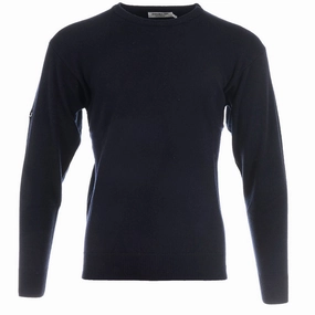 ProQuip Lambswool Water Repellent Crew Neck Golf Sweater - Navy Weekend Look Odor Free