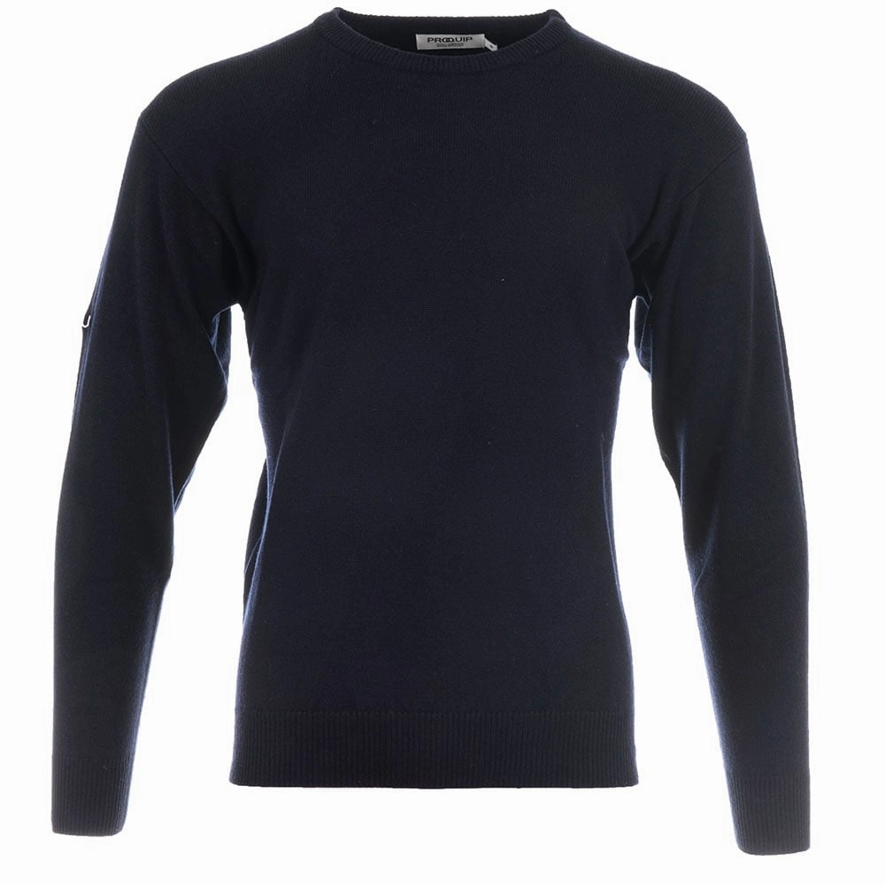 ProQuip Lambswool Water Repellent Crew Neck Golf Sweater - Navy Weekend Look Odor Free