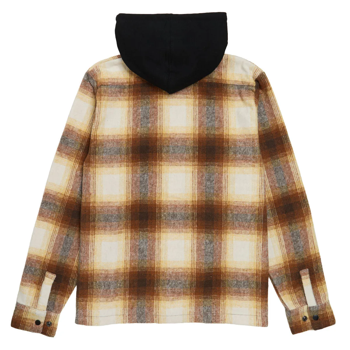Trendy designs Krooked Double Ok Hooded Long Sleeve Shirt - Brown/Tan Plaid/Multi Color Patch