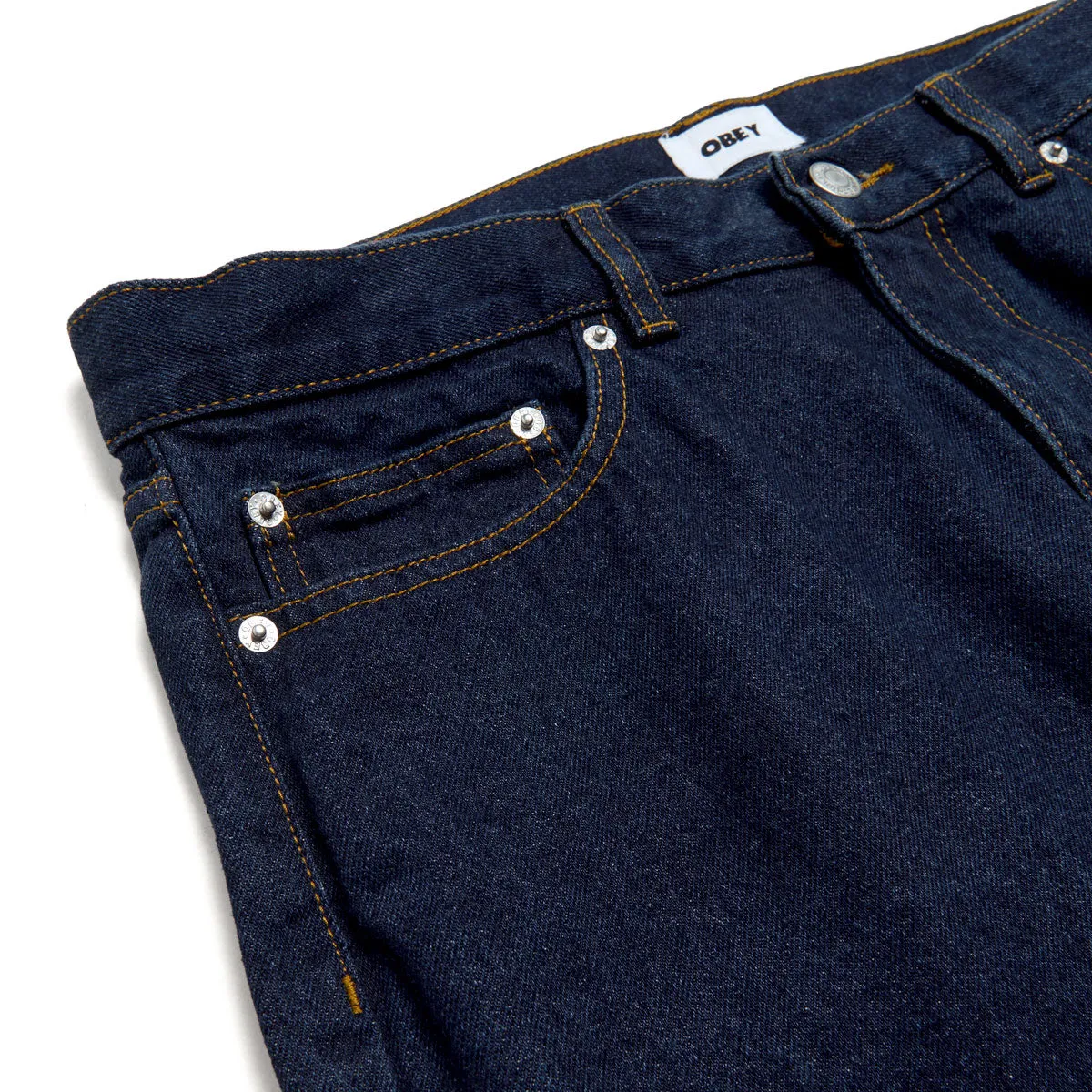 Sleek Waist Obey Bender Denim Jeans - Rinse Indigo