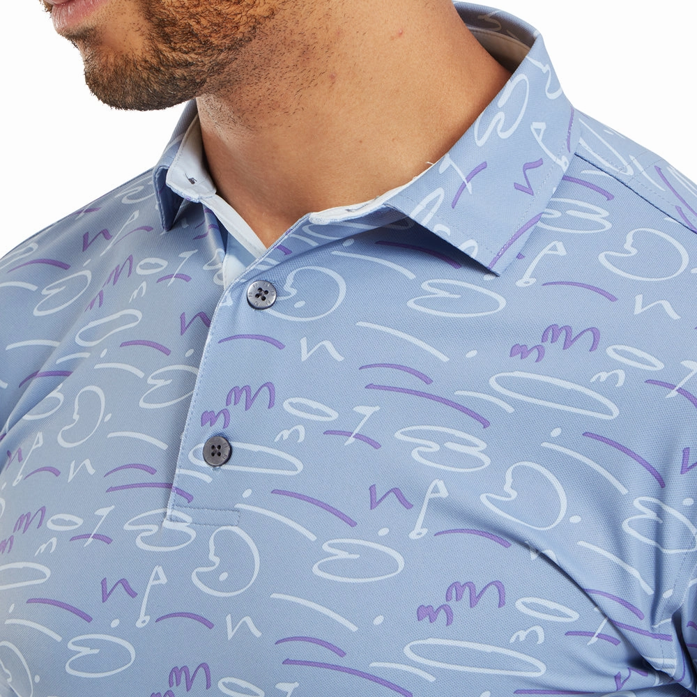 FootJoy Golf Course Doodle Print Polo Shirt - Storm Sporty Style Wear
