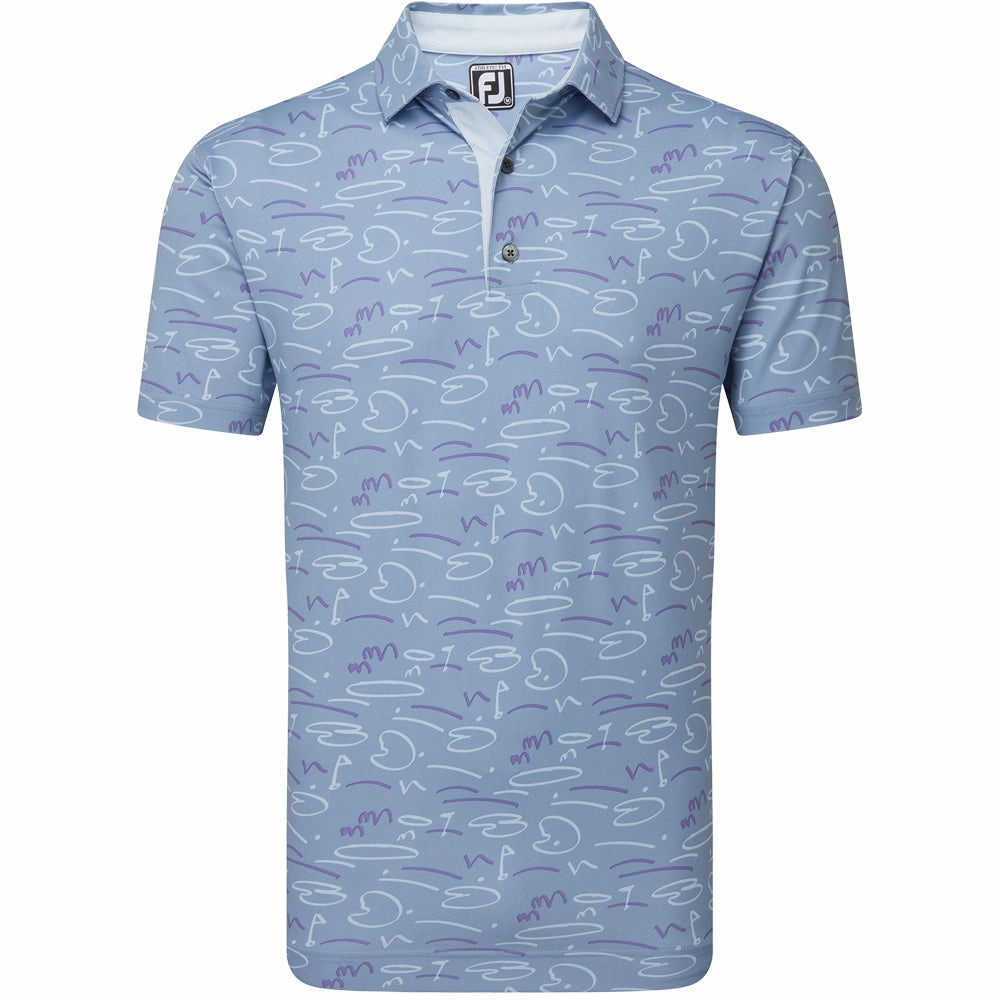 FootJoy Golf Course Doodle Print Polo Shirt - Storm Washable