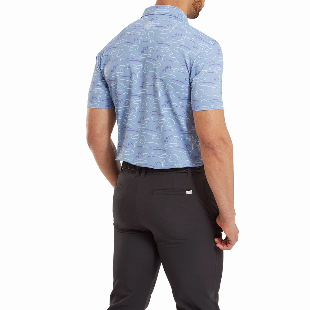 quick-drying Stylish and Easygoing FootJoy Golf Course Doodle Print Polo Shirt - Storm