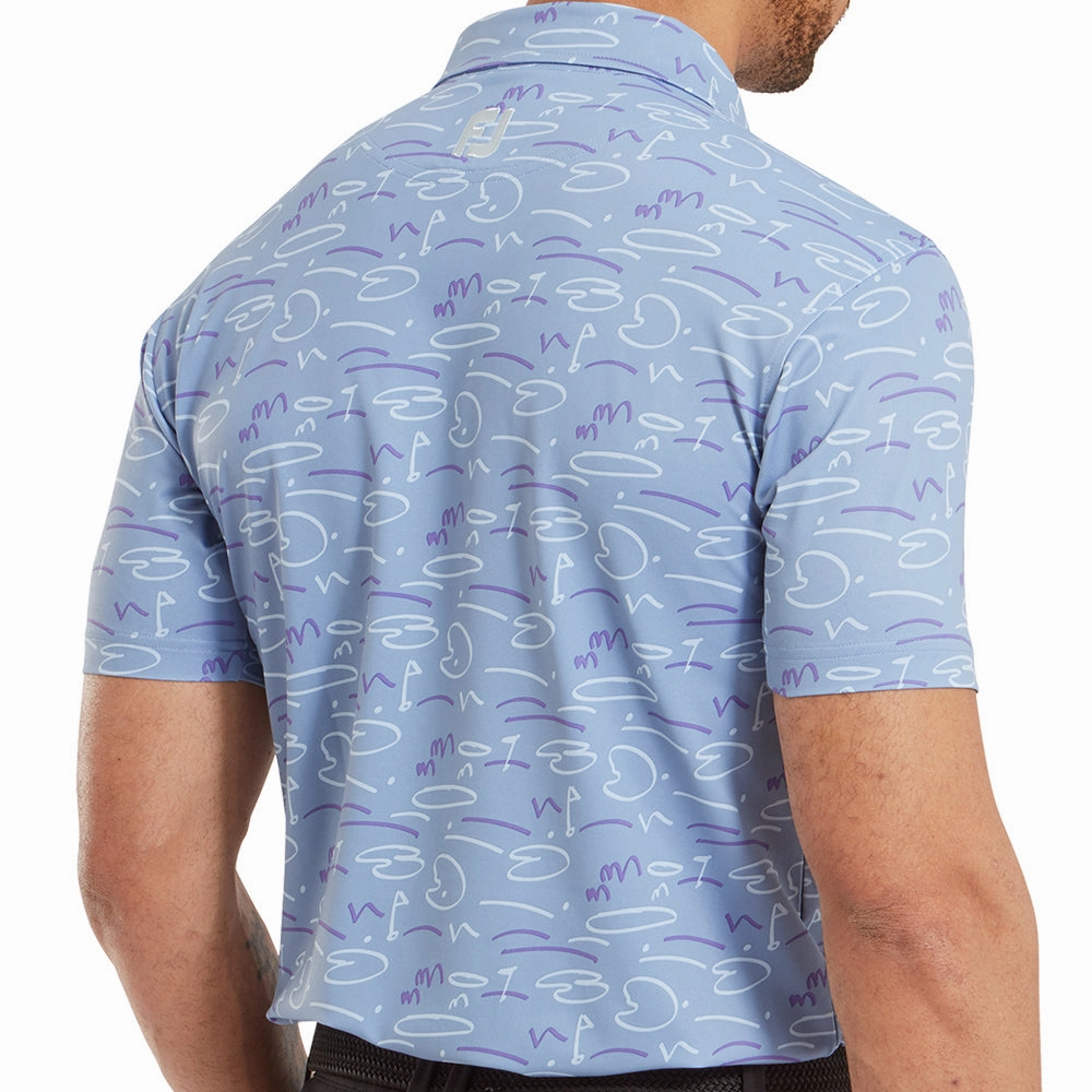 sporty and comfortable FootJoy Golf Course Doodle Print Polo Shirt - Storm