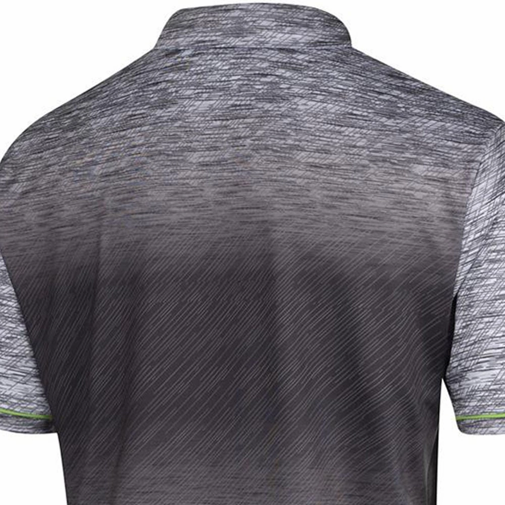 Non Shrink Material Island Green Gradient Print Polo Shirt - Grey Marl