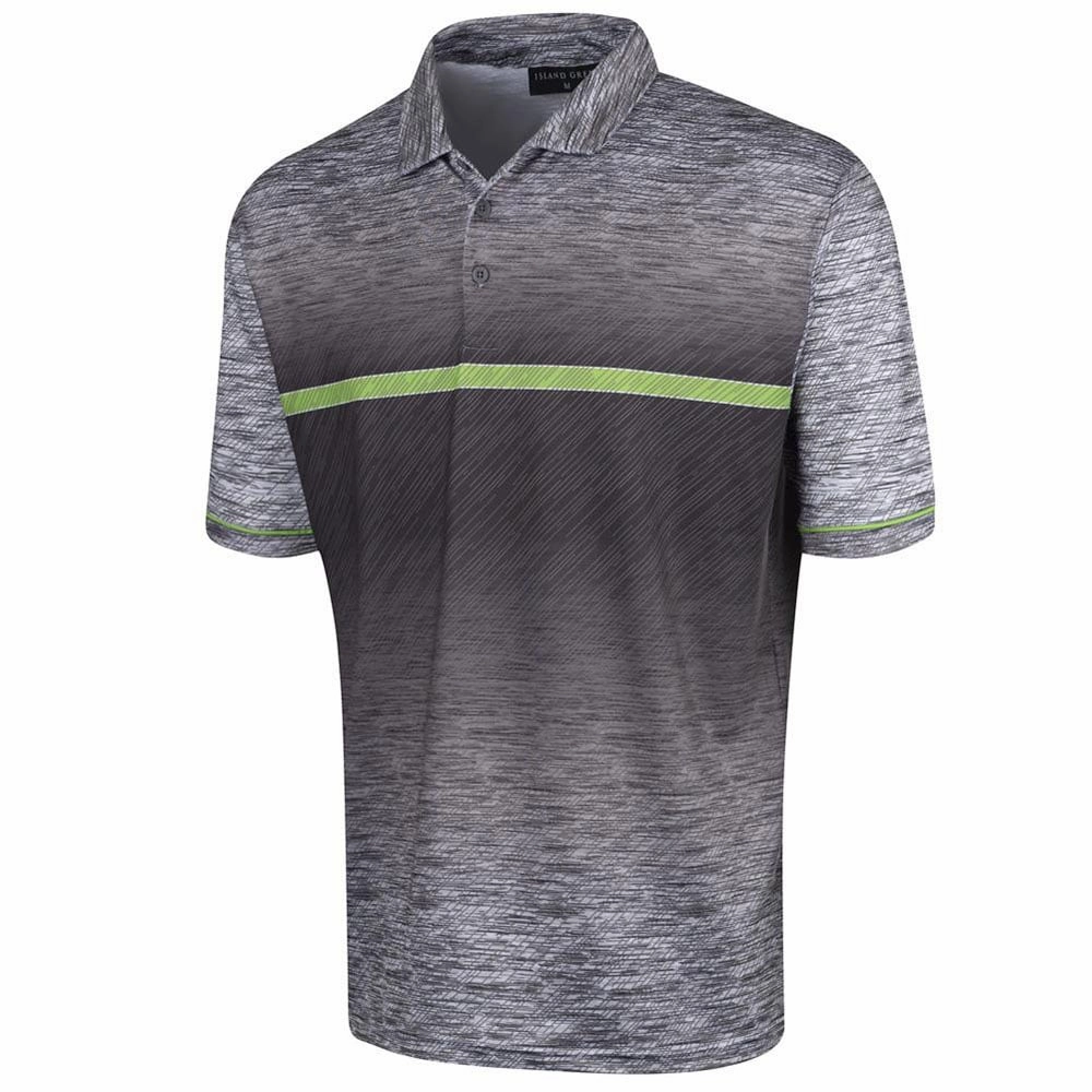 Island Green Gradient Print Polo Shirt - Grey Marl Matte Look