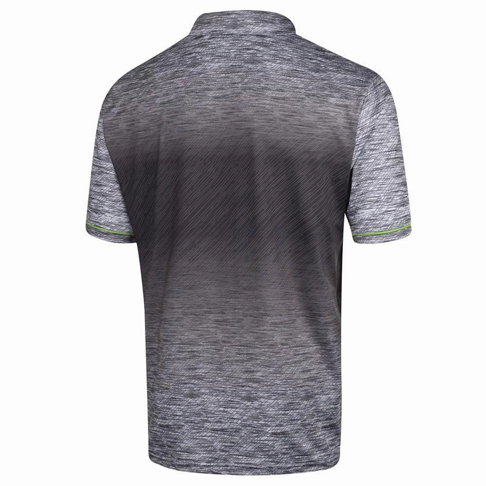 Flexible Weave Island Green Gradient Print Polo Shirt - Grey Marl