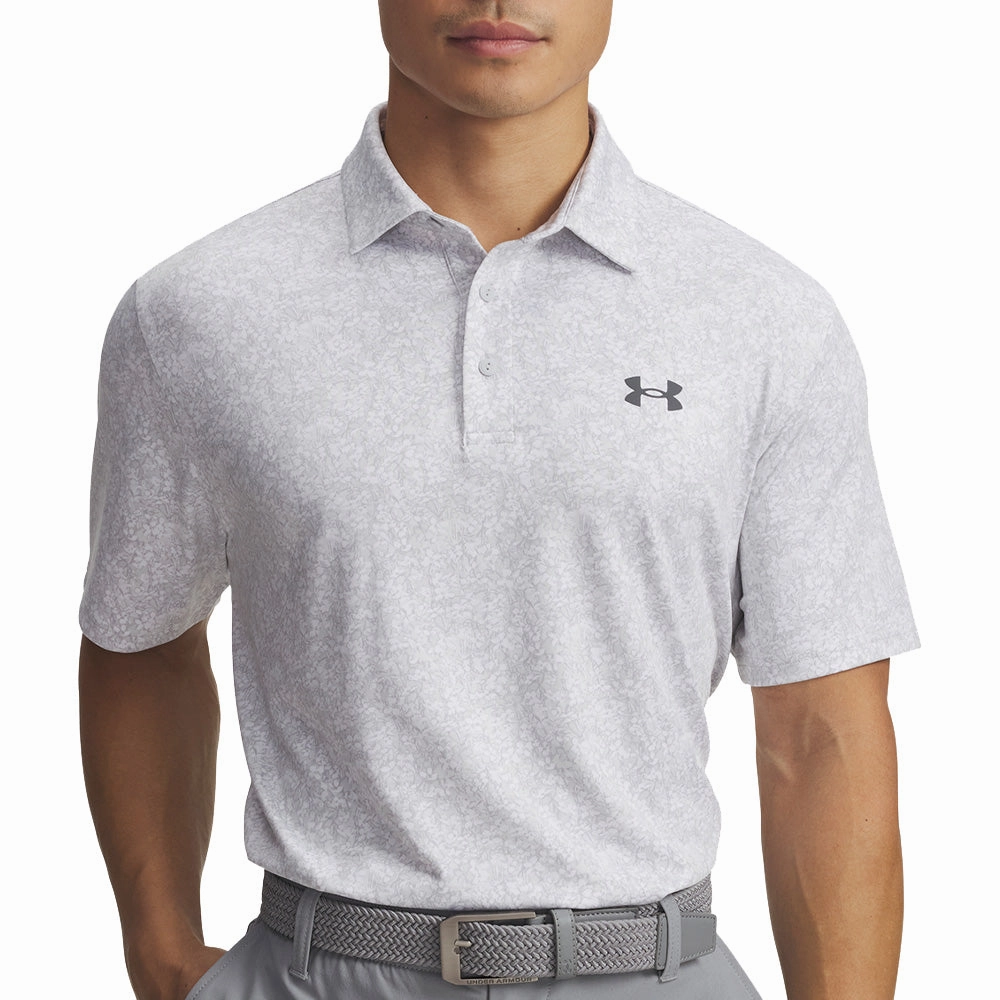 Under Armour Playoff 3.0 Printed Polo Shirt - White/Halo Gray/Castlerock Hiking durability Stylish Fit