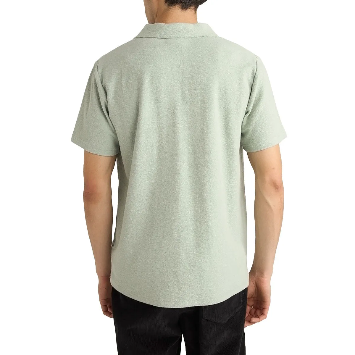 Twill Weave Printed design Rhythm Vintage Terry Polo Shirt - Seafoam