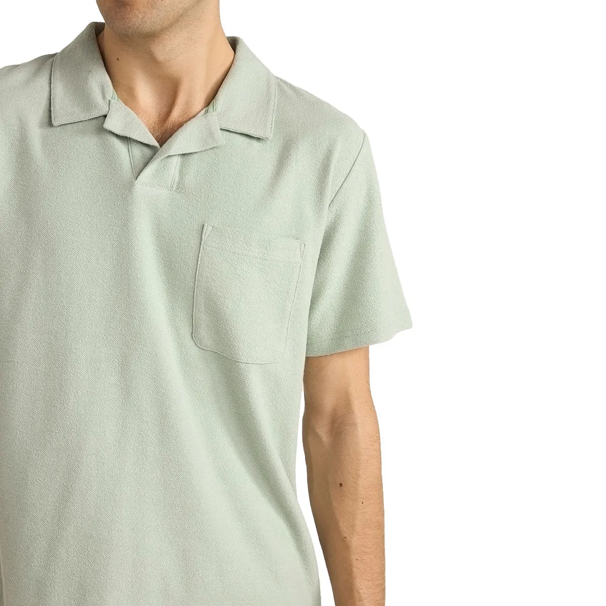 Geometric Pattern Rhythm Vintage Terry Polo Shirt - Seafoam