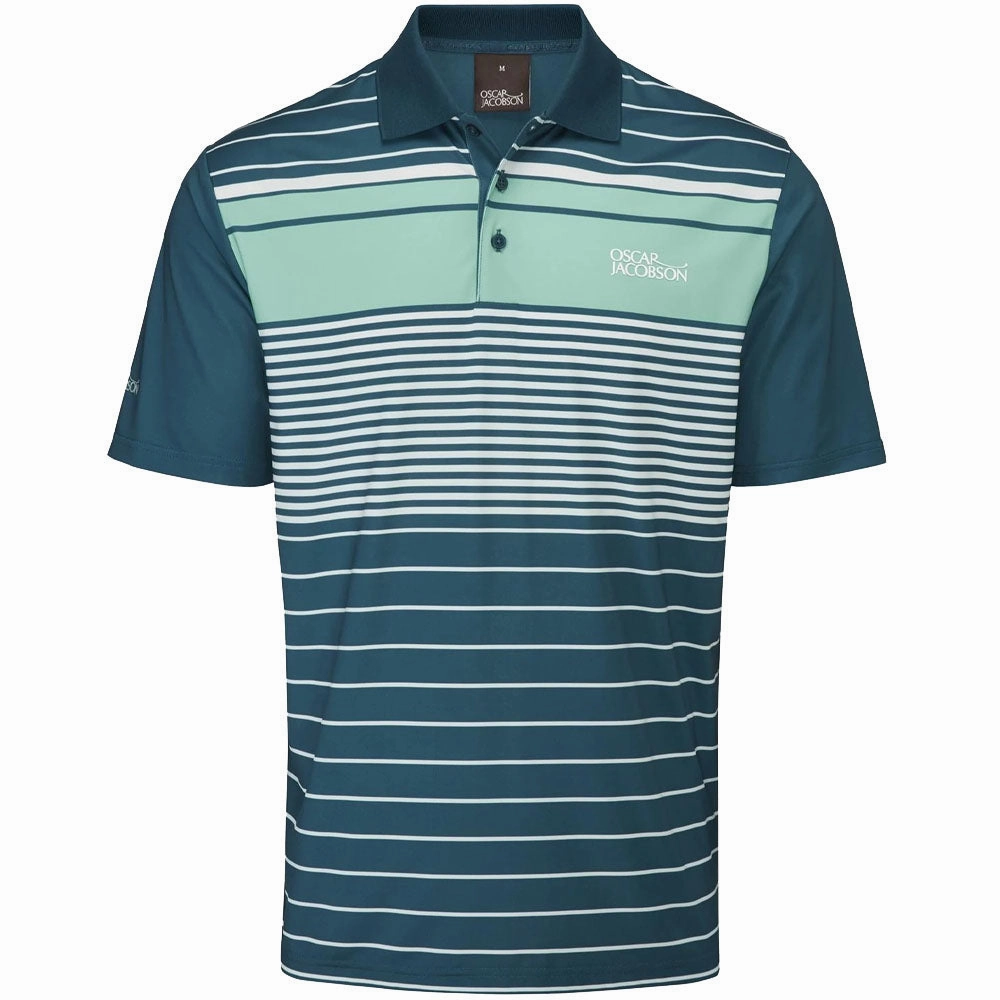 Oscar Jacobson Croft Polo Shirt - Aqua/White quick-drying
