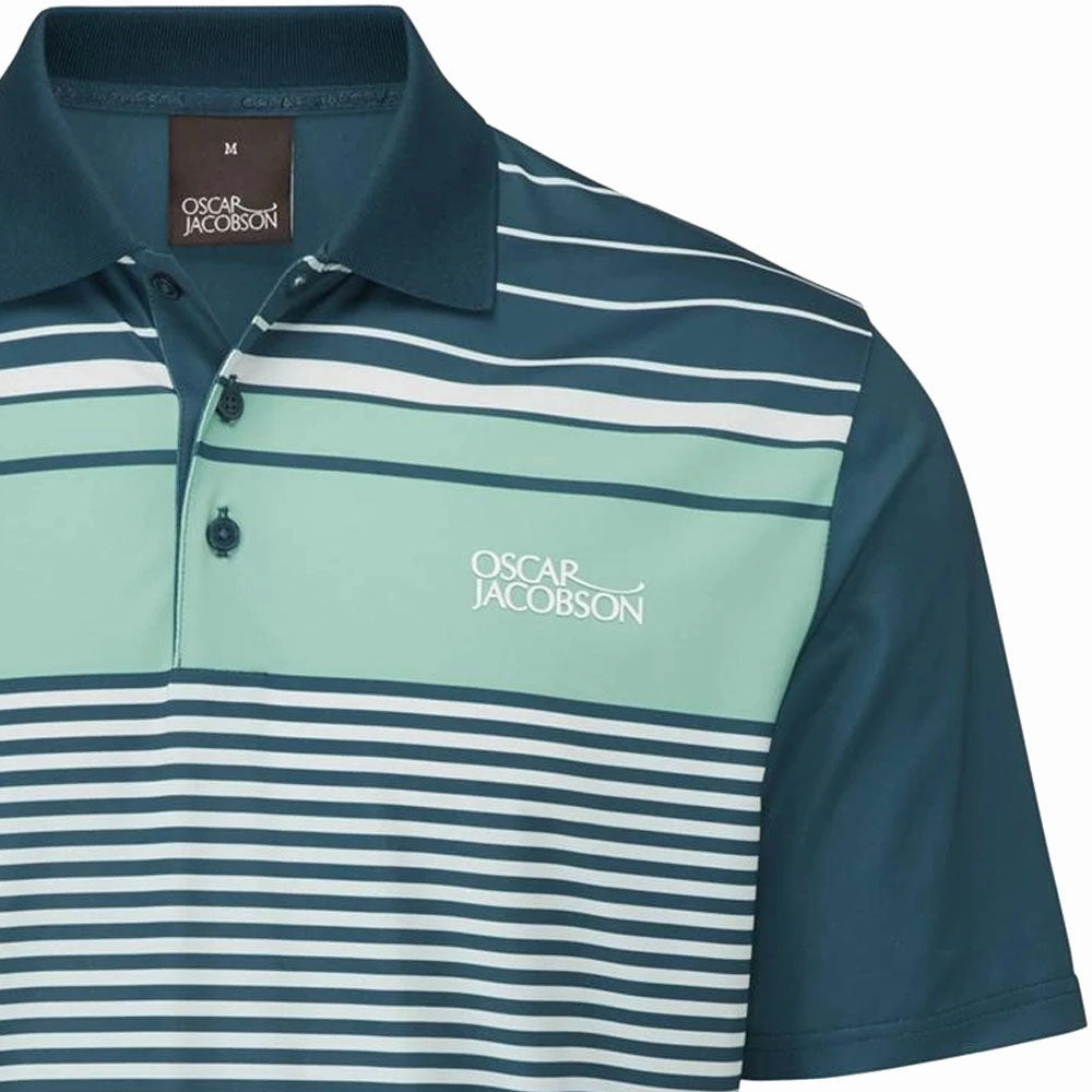 Chilly Comfort Outdoor Light Oscar Jacobson Croft Polo Shirt - Aqua/White
