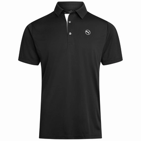 Puma Pure Solid Polo Shirt - Black On-the-Go Comfort Wrinkle Free Fabric