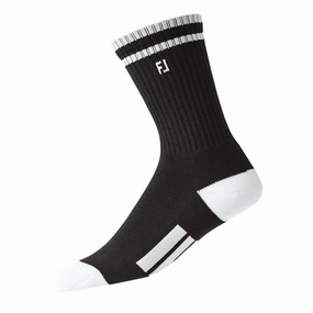 Woven FootJoy ProDry Crew Junior Socks - Black/White
