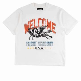 Breathable Layer Welcome Pegasus Garment-Dyed T-Shirt - White