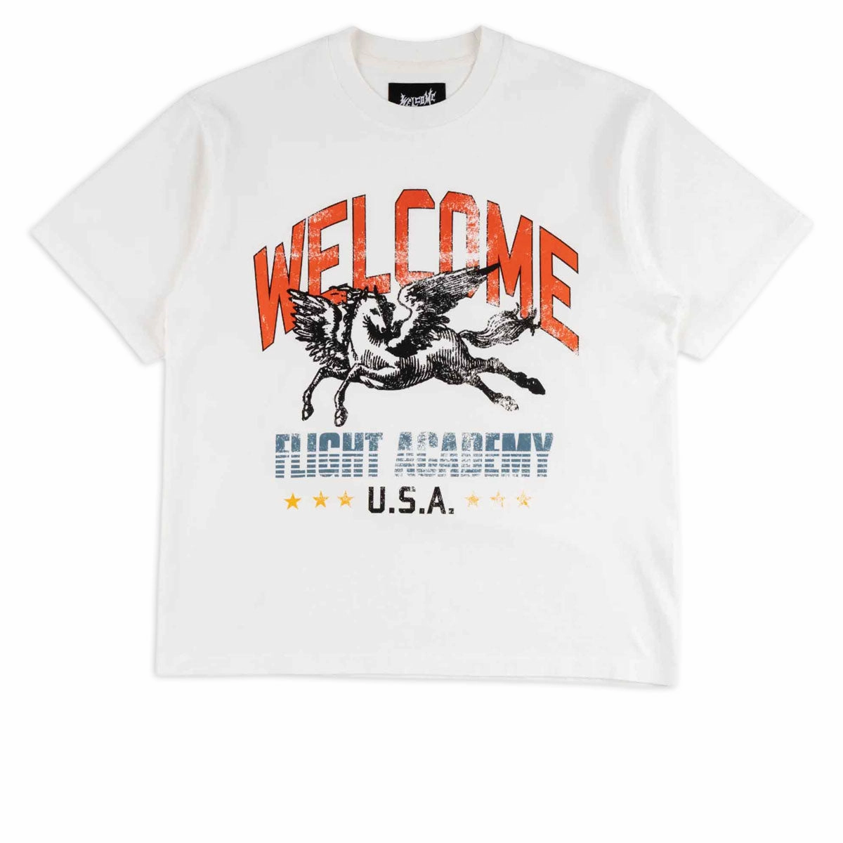 Breathable Layer Welcome Pegasus Garment-Dyed T-Shirt - White