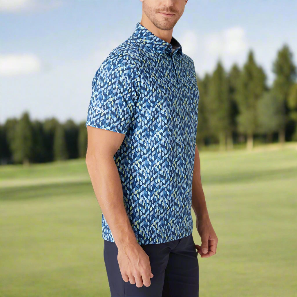Holiday Outfit Style Classic Layer Wear Callaway Kaleidoscope Chev Polo Shirt - Peacoat