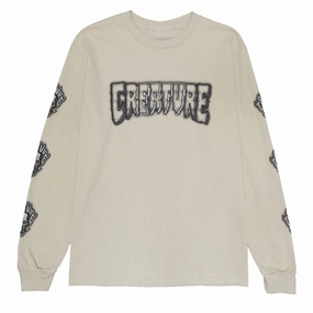 Garment Washed Texture Creature Bonehead Glitch Long Sleeve T-Shirt - Sand