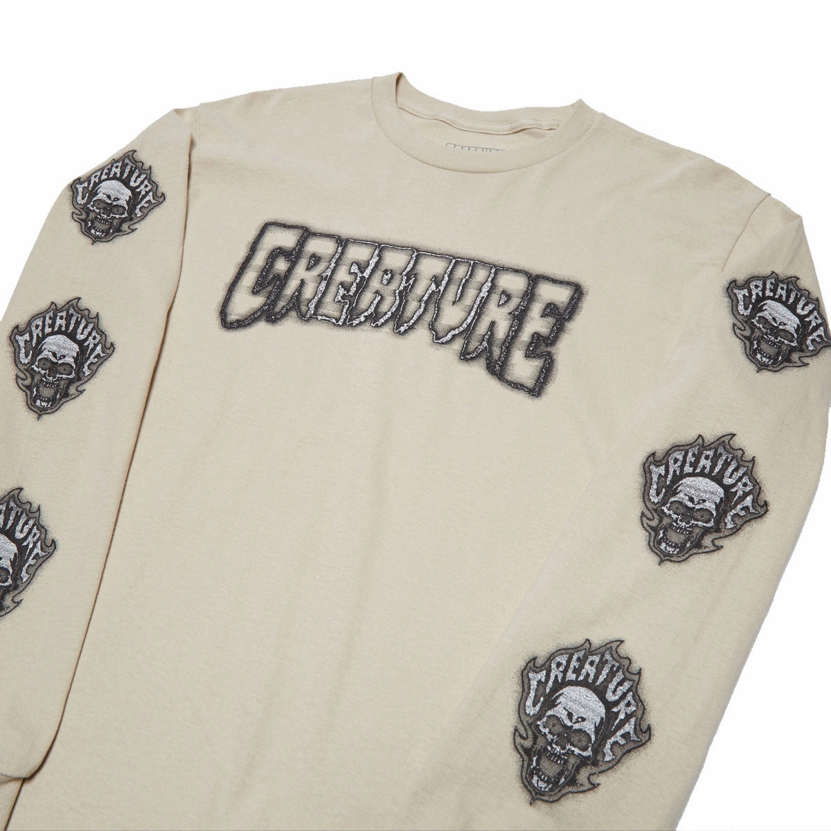 Creature Bonehead Glitch Long Sleeve T-Shirt - Sand MoistureWickingFabric Easy Comfort