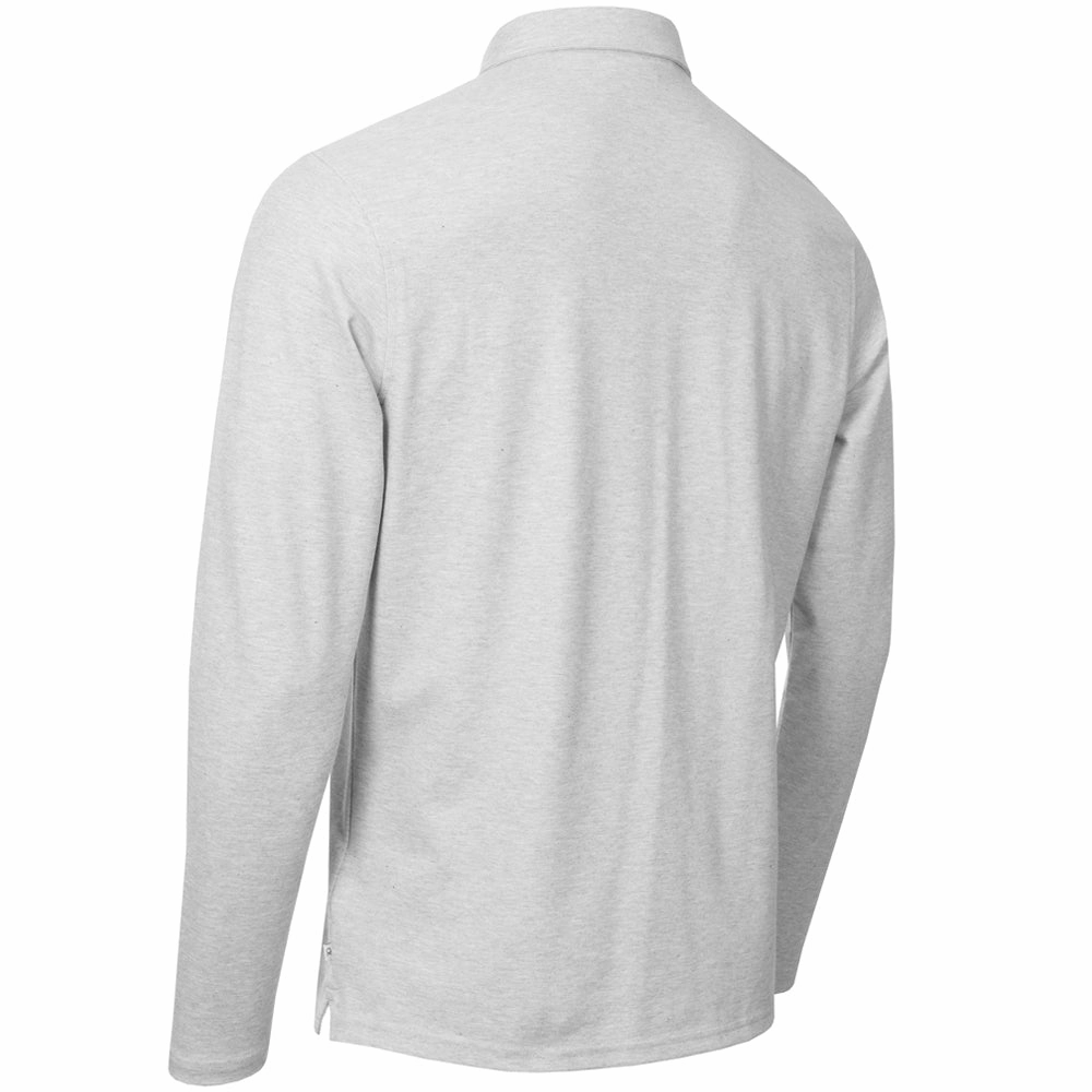 Calvin Klein Bayard Long Sleeve Polo Shirt - Silver Marl Anti microbial coating